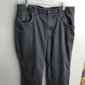 Columbia pants, sturdy and a nice grey.  34x30